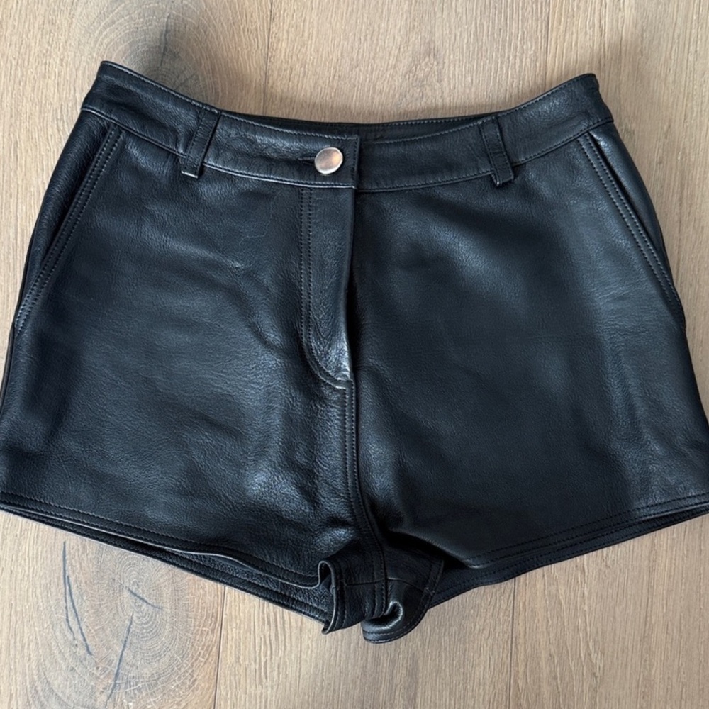 NWT Nour Hammour Kai High Waist Leather Shorts Size EU 36